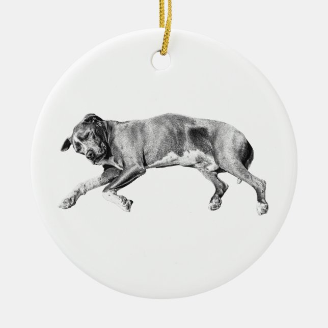 Evergreen Calm, Side-Lying Friend Ceramic Tree Decoration (Front)