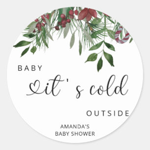 Evergreen Christmas Baby Shower Classic Round Sticker