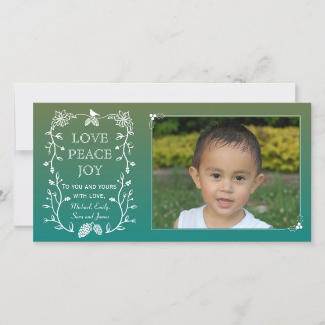 Evergreen Christmas Holiday Photo Card (Front)