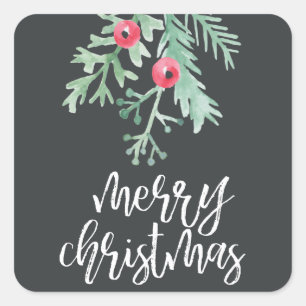 Evergreen Christmas Holiday Sticker Slate
