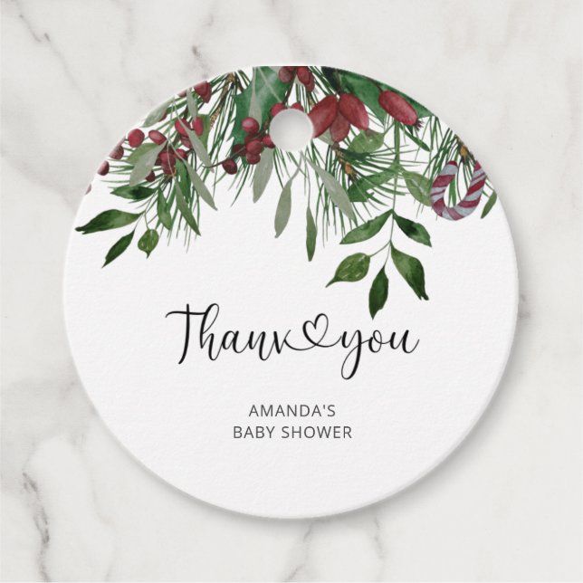 Evergreen Christmas Thank You Favour Tags (Front)