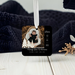 Evergreen Christmas Tree Baby Birth Stat Photo Metal Tree Decoration