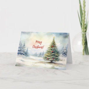 Evergreen Christmas Tree Landscape Holiday Card