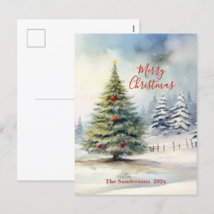 Evergreen Christmas Tree Vintage Holiday Postcard