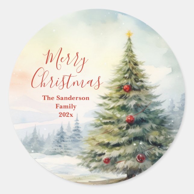 Evergreen Christmas Tree Vintage Sticker (Front)