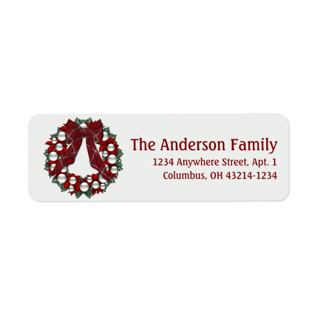 Evergreen Christmas Wreath Return Address Label 4 (Front)