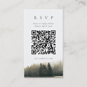 Evergreen Coastal Pine Wedding QR Code RSVP Card