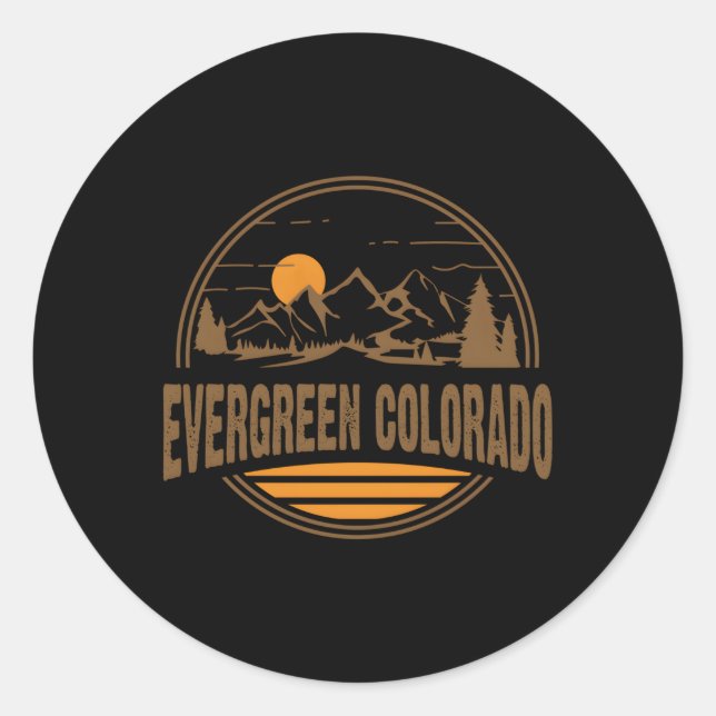 Evergreen Colorado Mountain Hiking Print Classic Round Sticker (Front)