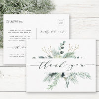 Evergreen Cotton Flower Bouquet Wedding Thank You