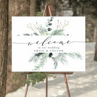 Evergreen & Cotton Flower Bouquet Wedding Welcome 
