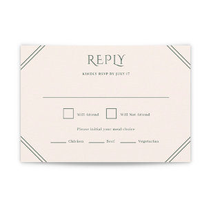 Evergreen Diamond Wedding RSVP Card