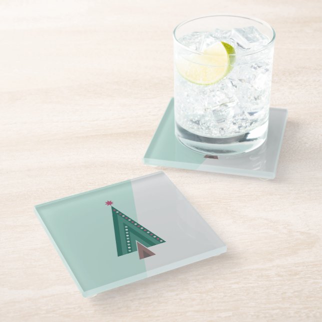 Evergreen Elegance Tree Glass Coaster (Angled)