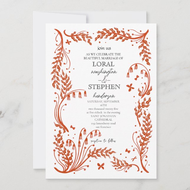 Evergreen Elegance Wedding Invitation (Front)