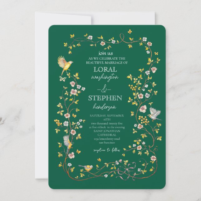 Evergreen Elegance Wedding Invitation (Front)