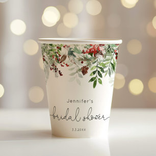 Evergreen elegant bridal shower paper cups
