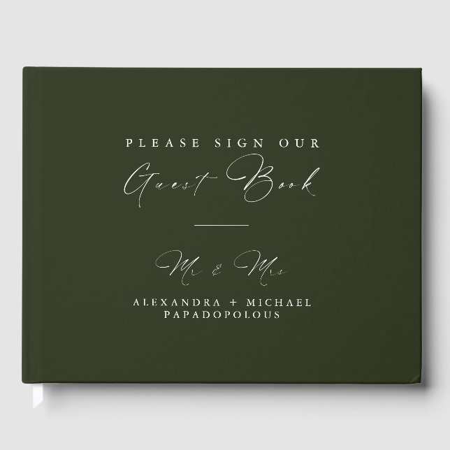 Evergreen Elegant Minimal Wedding Guestbook (Front)