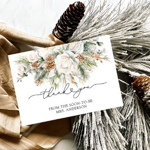 Evergreen Elegant Winter Bridal Shower Thank You Card