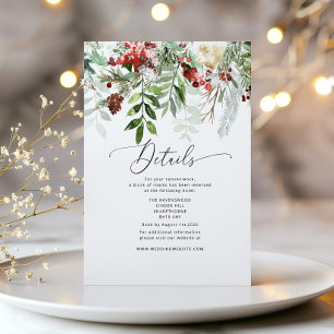 Evergreen elegant winter wedding details enclosure card