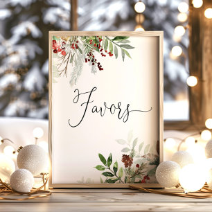 Evergreen favours sign. Winter baby shower favours Poster