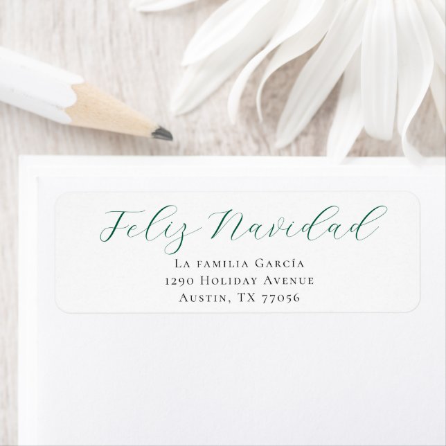 Evergreen Feliz Navidad Mail Return Address Label (Insitu)