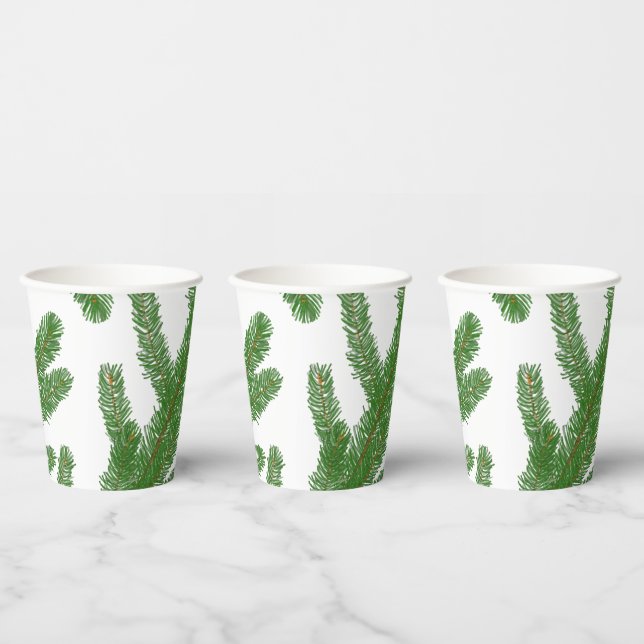 Evergreen Fir Tree Branches    Paper Cups (Multi)