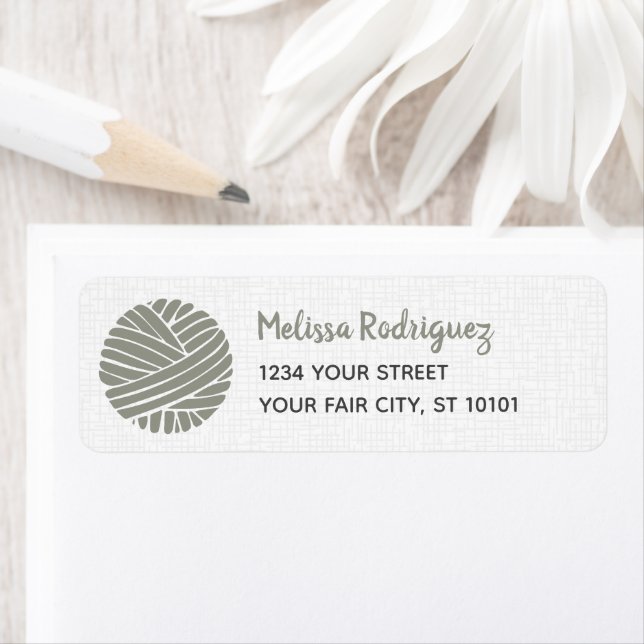Evergreen Fog Yarn Ball Return Address Labels (Insitu)