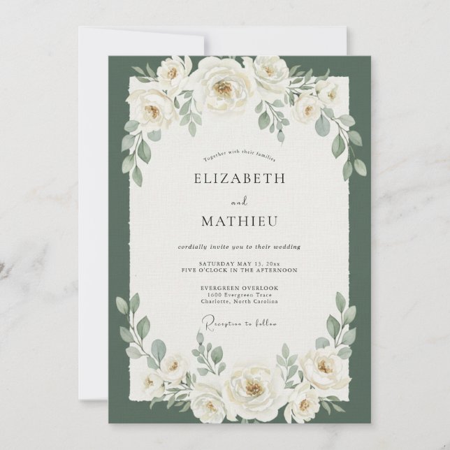 Evergreen Foliage Eucalyptus Wedding Invitation (Front)