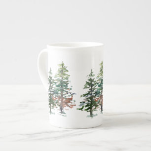 Evergreen Forest Trees Bone China Mug