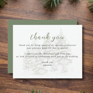 Evergreen Forest Winter Bridal Shower Flat Thank You Card