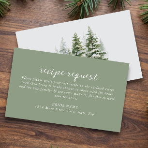Evergreen Forest Winter Recipe Request Bridal Enclosure Card