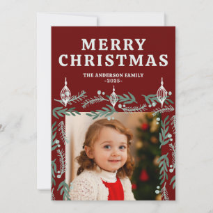 Evergreen Garland Frame Photo Holiday Card