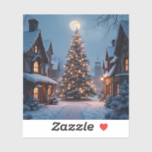 Evergreen Glow – Christmas Tree Art Square Vinyl