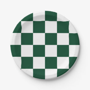 Evergreen Green/White Chequered Paper Plate