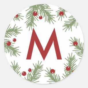 Evergreen Greetings - Monogrammed Sticker