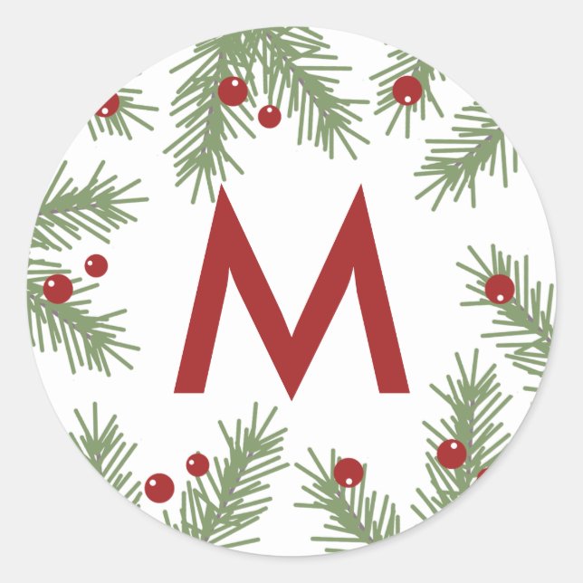 Evergreen Greetings - Monogrammed Sticker (Front)