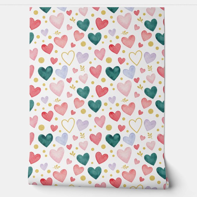 Evergreen Hearts & Rose Blush Wallpaper (Unrolling)
