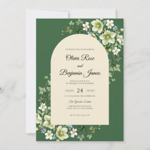 Evergreen Ivory Greenery Wedding Invitation