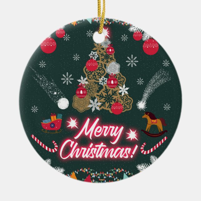 Evergreen Joy of Christmas Ceramic Tree Decoration (Front)
