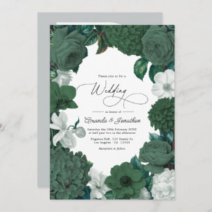 Evergreen, Juniper & Snow White Wedding Invitation