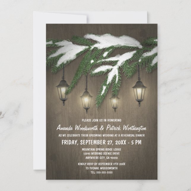 Evergreen Lantern Rehearsal Dinner Invitations (Front)