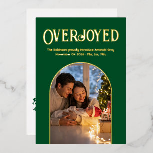 Evergreen Luxe Baby Birth Announcement Photo