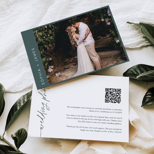 Evergreen Minimal Elopement Wedding Announcement (Creator Uploaded)