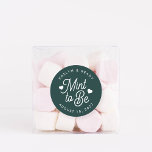 Evergreen | Mint to Be Personalised Wedding Favour Classic Round Sticker<br><div class="desc">Minty fresh wedding favour stickers feature "mint to be" in white script lettering accented with hearts,  on a dark forest green background. Personalise with your names and wedding date.</div>