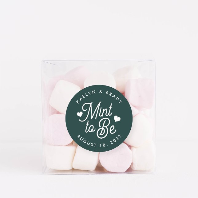 Evergreen | Mint to Be Personalised Wedding Favour Classic Round Sticker (Creator Uploaded)