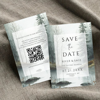 Evergreen Mist | Rustic Forest QR Save the Date