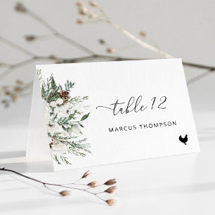 Evergreen modern Chicken meal choice place cards