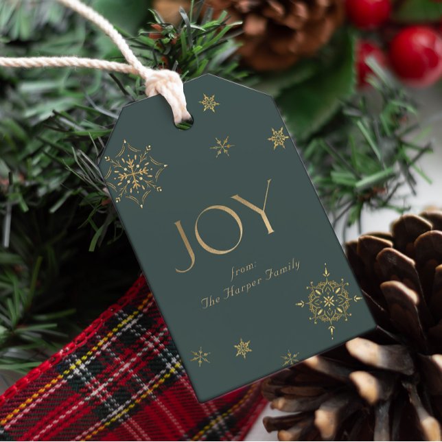 Evergreen Modern Snowflake Joy Gift Tags (Evergreen Modern Snowflake Joy Gift Tags)