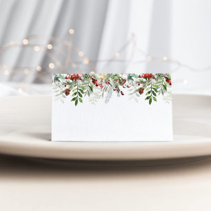 Evergreen modern winter wedding place card