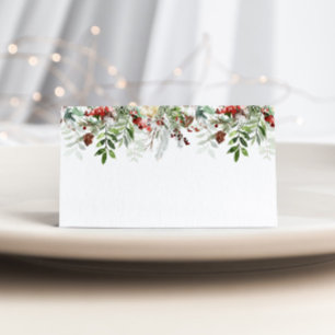 Evergreen modern winter wedding place card