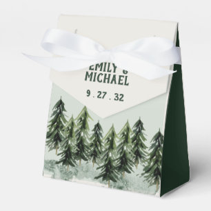 Evergreen Mountain Forest Green White Black Favour Box
